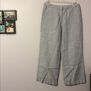 Boden Myra Linen Wide Leg Pants size 10R Blue Gray Color